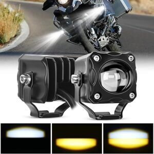 Nilight Motorcycle Driving Lights 1.7 inch White Amber Spot Beam Fog Light LED Pods IP67 Waterproof Auxiliary Offroad Lighting for Motorbike Dirt Bike e-Bike Scooter Snowmobile ATV UTV SUV Truck