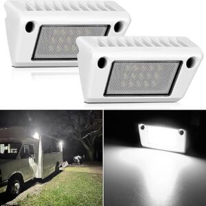 Nilight RV Exterior Light 2PCS 5 Inch Porch Lights Flood Beam 12V 24V LED Scene Cargo Lighting White Aluminum Housing for RVs Trailers Travel Campers 5th Wheels Motorhome SUV Truck