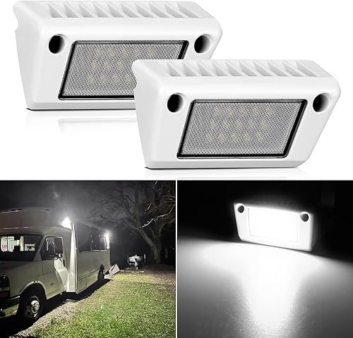 Nilight RV Exterior Light 2PCS 5 Inch Porch Lights Flood Beam 12V 24V LED Scene Cargo Lighting White Aluminum Housing for RVs Trailers Travel Campers 5th Wheels Motorhome SUV Truck