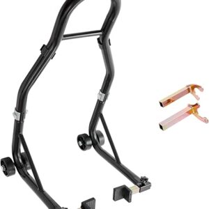 VEVOR Motorcycle Rear Wheel Stand, 850lbs/390kg Load Capacity Lift with U + L Fork Swingarm Spool, Heavy Duty Rear Wheel Stand Motorcycle Lift Jack Stands, for Suzuki Yamaha Honda Kawasaki, Black