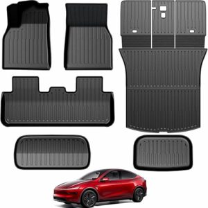 Floor Mats for 2026 2025 Tesla Model Y Juniper, Full Coverage All Weather Floor Mat Cargo Liner Trunk Mat Frunk Backrest Mats Accessories (Not fit Standard)