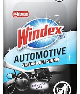 Windex Auto Wipes for Car Windows, Mirrors and Screens, Pre-Moistened Car Cleaner Wipes for Quick Streak-Free Shine, Guaranteed Safe for Tinted Windows and Electronics, 25 count (Pack of 1)