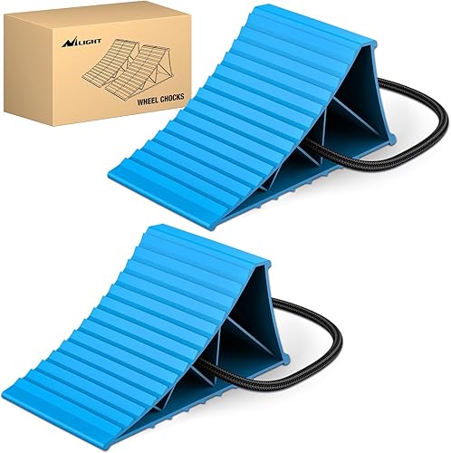 Nilight Wheel Chocks, Heavy Duty Wheel Stopper for Car, Truck, RV, Trailer, Caravan, Motorcycle, 8.7" x 4.8" x 4.2", 2-Pack