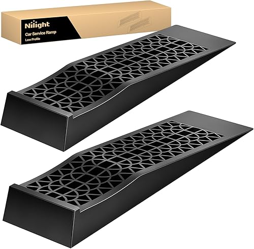 Nilight Low Profile Car Ramps, Portable Drive on Service Ramp for Support Jack Vehicle Maintenance, 10,000lb GVW Capacity, 2 Pack