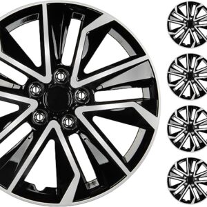BDK 16 Inch Hubcaps Set of 4 – OEM Replacement Snap-On Wheel Rim Covers - Universal Fit Car Wheel Cover for Cars, Trucks, SUV, Vans Durable ABS Black & Silver 10-Spoke Hub-Cap Car Accessories Exterior