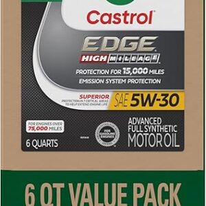 Castrol EDGE High Mileage 5W-30 Advanced Full Synthetic Motor Oil, 6 Quarts EcoPack