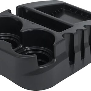 Universal Car Floor Center Console with Dual Cup Holders, Portable Center Console Storage Organizer, Vehicle Organizer for SUV, Truck, Van, Car, Recycled Plastic, Made in USA (Black)