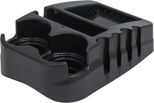 Universal Car Floor Center Console with Dual Cup Holders, Portable Center Console Storage Organizer, Vehicle Organizer for SUV, Truck, Van, Car, Recycled Plastic, Made in USA (Black)