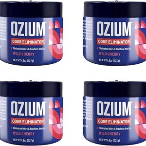 Ozium Odor Eliminating Gel - 4.5oz Air Freshener Alternative for Smoke, Pets, and Musty Odors - Long Lasting Odor Remover for Cars, Homes, Closets and Small Spaces - Wild Cherry