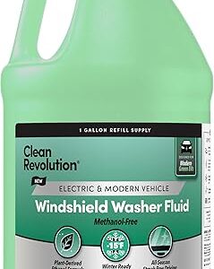 Clean Revolution EV Windshield Washer Fluid, 128oz, 100% Methanol-Free, Winter Ready up to -15F, Compatible with Electric Vehicles & Performance Cars