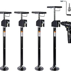Garvee 4 Pack RV Slide Out Supports Jack with a Flat Top Support Block, RV Stabilizer Jacks Supports Up to 20,000lbs, 21"-49" Quick-Lift Adjustable - Drill & Hand Crank Compatible for Campers & RVs