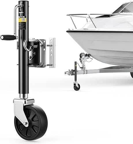 KYX Boat Trailer Jack, 1500 lbs Trailer Jack with 8 Inch Single Wheel, 10.6" Vertical Lift, Heavy Duty Swivel Tongue Jack for RV, Boat, Horse & Utility Trailers